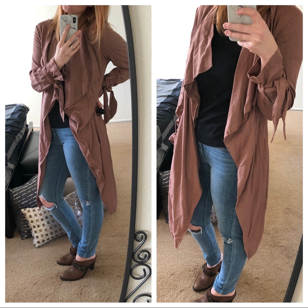 Anthro Thread & Supply open front belted trench coat Large